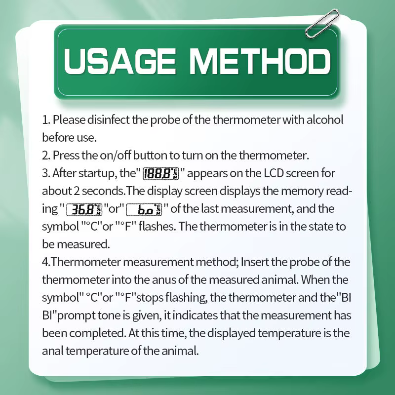 Termómetro digital para animales profesional con manguito suave azul, termómetro veterinario para perros gatos húmedo resistente — imagen 6