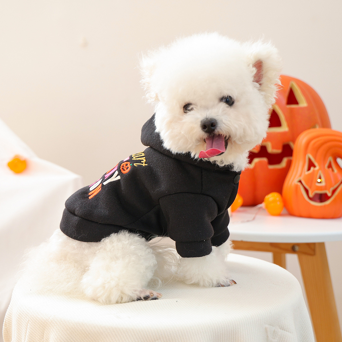 Pet Clothes Autumn Winter Small Dog Puppy Holiday Letter Embroidery Halloween Sweatshirt — image 3