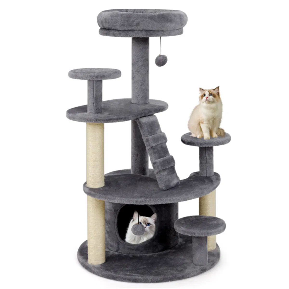 40" Multi-Level Cat Tree for Munchkin & Old Cats - Stable Wide Base, Soft Padded Perch + Large Condo (Gray) — image 1