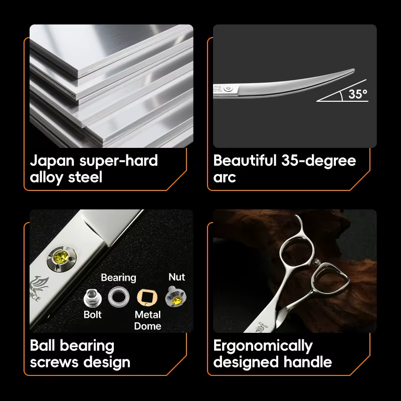Fenice High-grade JP440C Alloy Steel 7.0/7.5 inch Pet Grooming Scissors Dog Hair Cutting Shears Tool for Pet Groomer Beautician — image 2