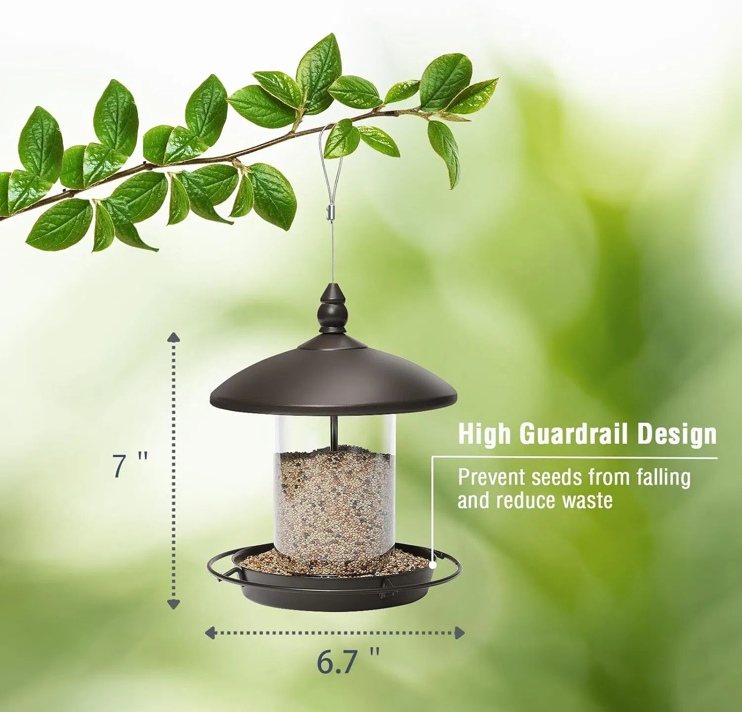 Metal Roof Bird Feeder - Chew Proof for Outdoor Hanging Wild Bird Seeds. Bronze — image 1