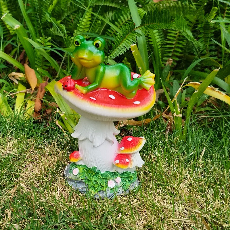 Frog and Mushroom Courtyard Balcony Bonsai Decoration — imagen 5