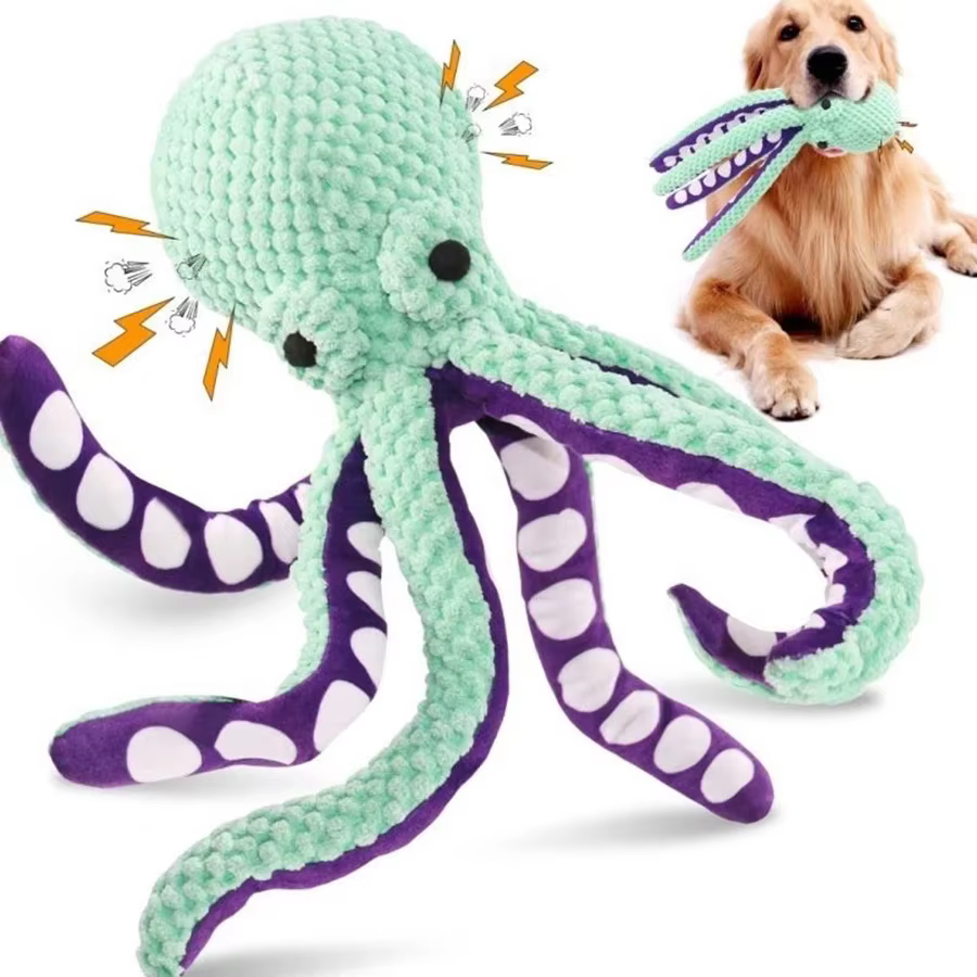 Juguete de Pulpo de Peluche para Mascotas con Sonido Interactivo Anti-Demolición, Compañero de Aburrimiento para Perros Grandes y Pequeños — imagen 1