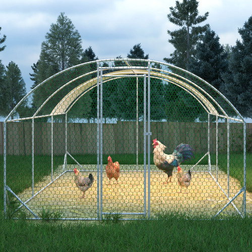 Large Chicken Coop Metal Chicken Run With Waterproof And Anti-UV Cover, Dome Shaped Walk-in Fence Cage Hen House For Outdoor And Yard Farm Use, 1 Tube Diameter, 9.84 X 19.68 X 6.56 — imagen 1