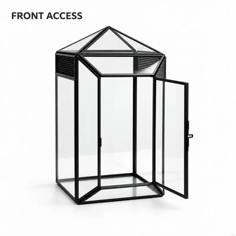 Glass Terrarium Habitat Enclosure for Small Reptiles and Amphibians with Clear Surfaces, Enclosed Case, and Single Front Door — image 1