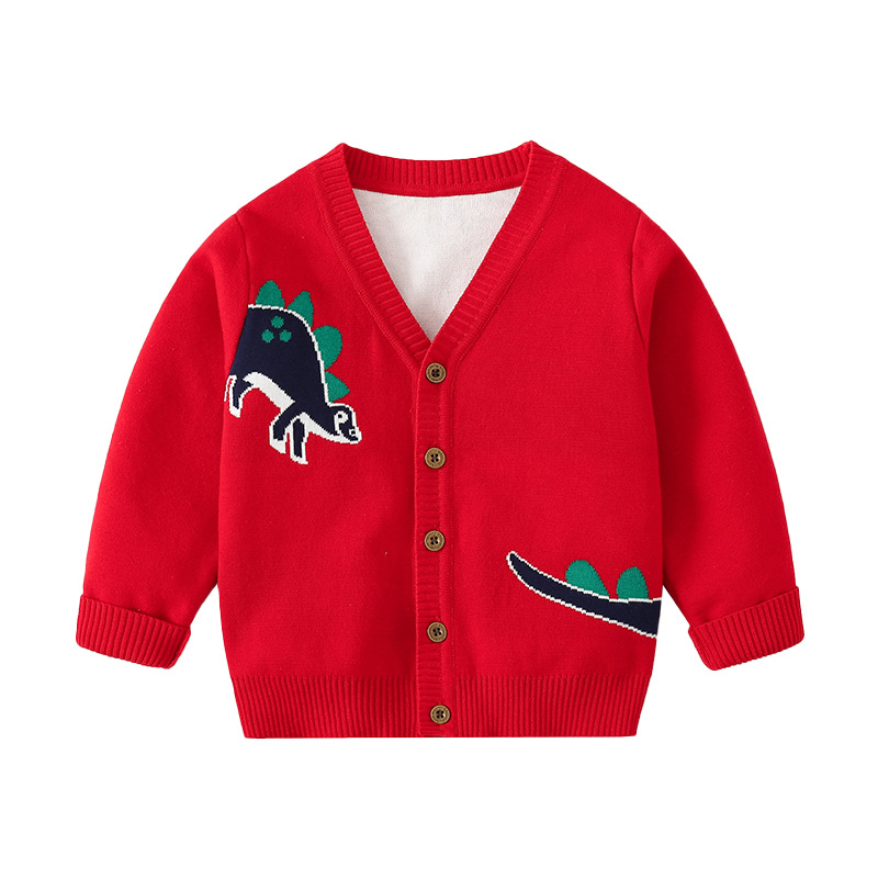 Boys' Knit Cardigan Dinosaur Pattern Sweater, Casual Top for Kids — image 6