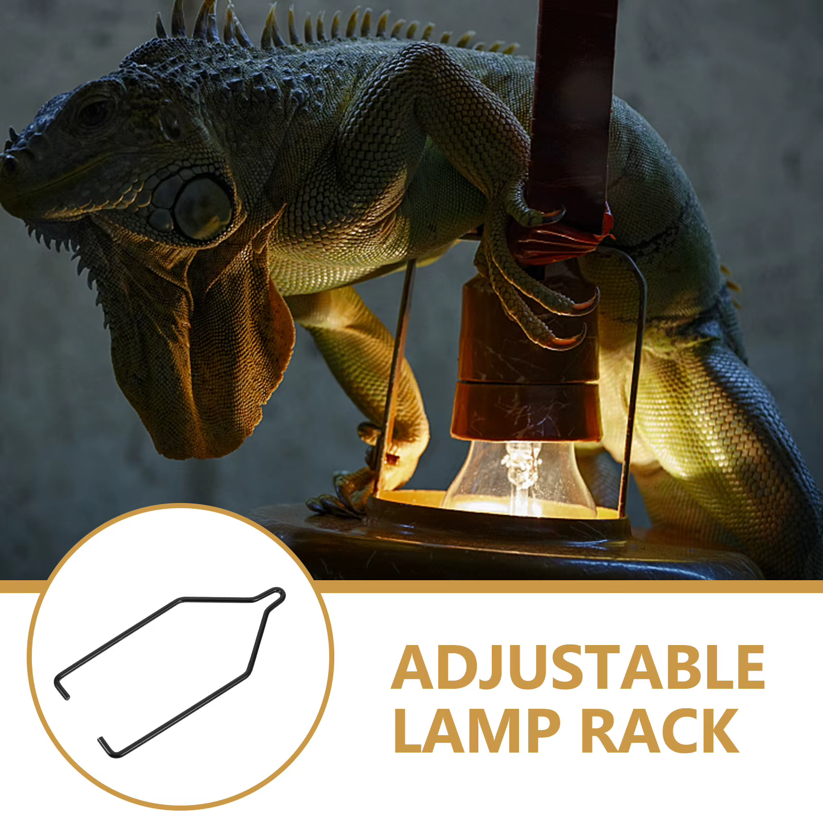 Reptile Lamp Stand Adjustable Metal Lamp Rack Floor Standing Base Heat Light Hook Accessory for Pet Habitat Terrarium — image 3