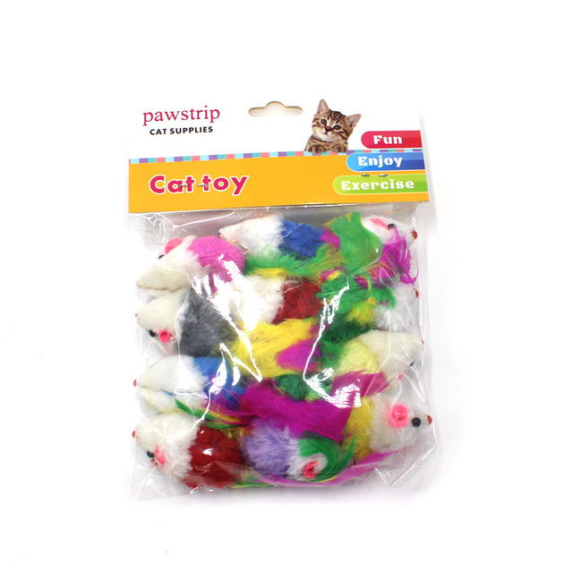 Pawstrip 12pcs/pack Colorful Feather Cat Toys False Mouse Kitten Cat Toy With Sound Rattling — image 1