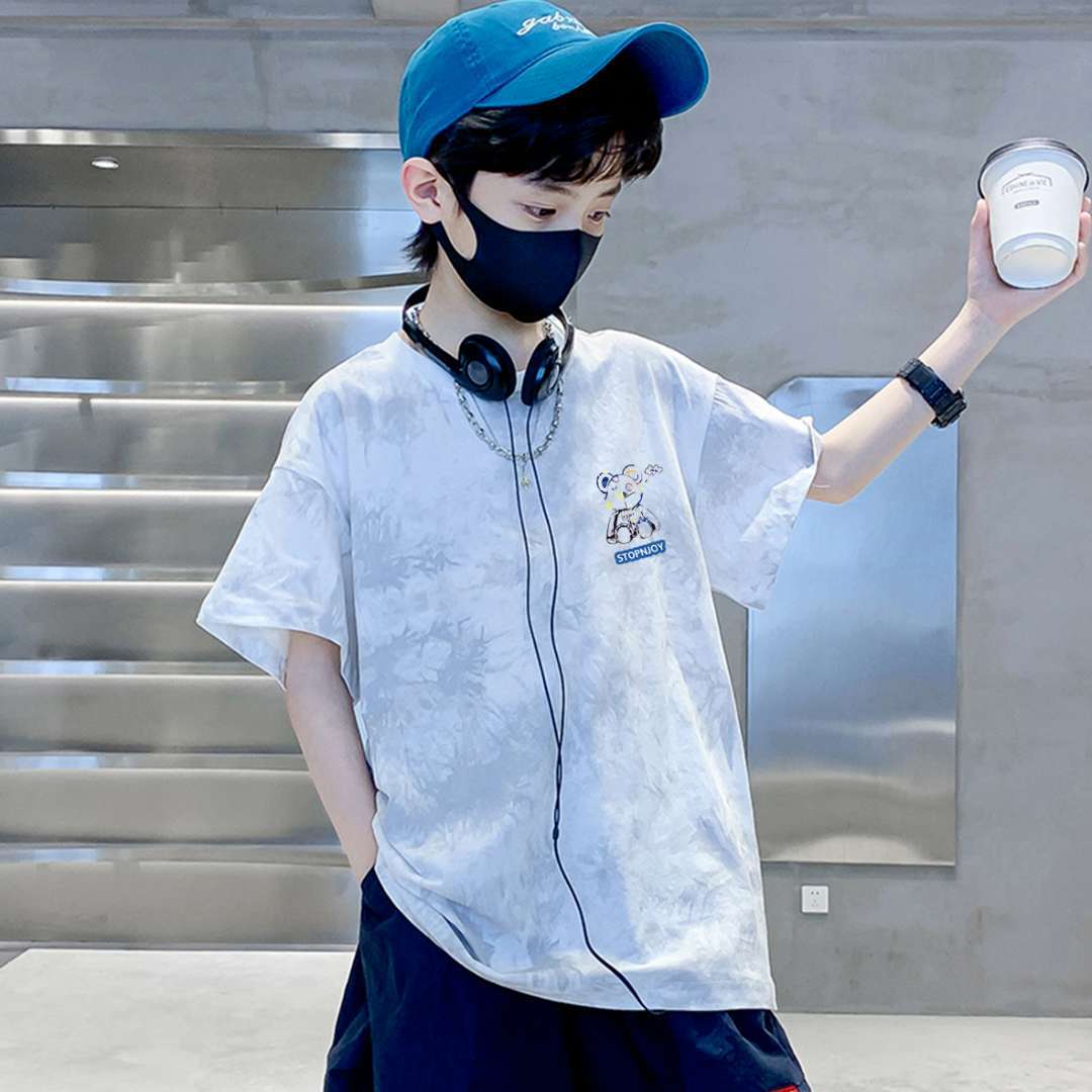 Boy's Short Sleeve T-Shirt, Cool Bear Design Casual Top for Kids — image 5
