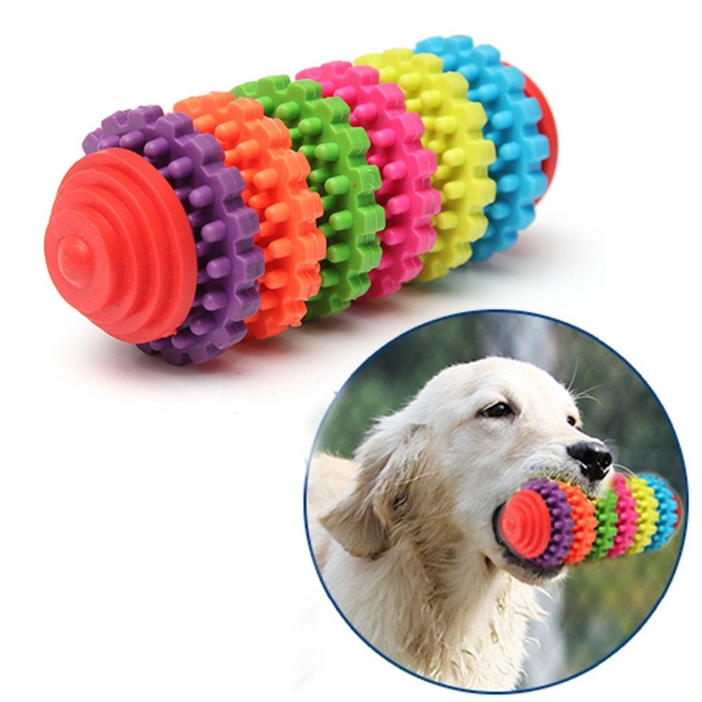 Durable Rubber Pet Dog Puppy Cat Dental Teething Healthy Teeth Clean Gums Chew Play Toy Tool Random Color — image 1