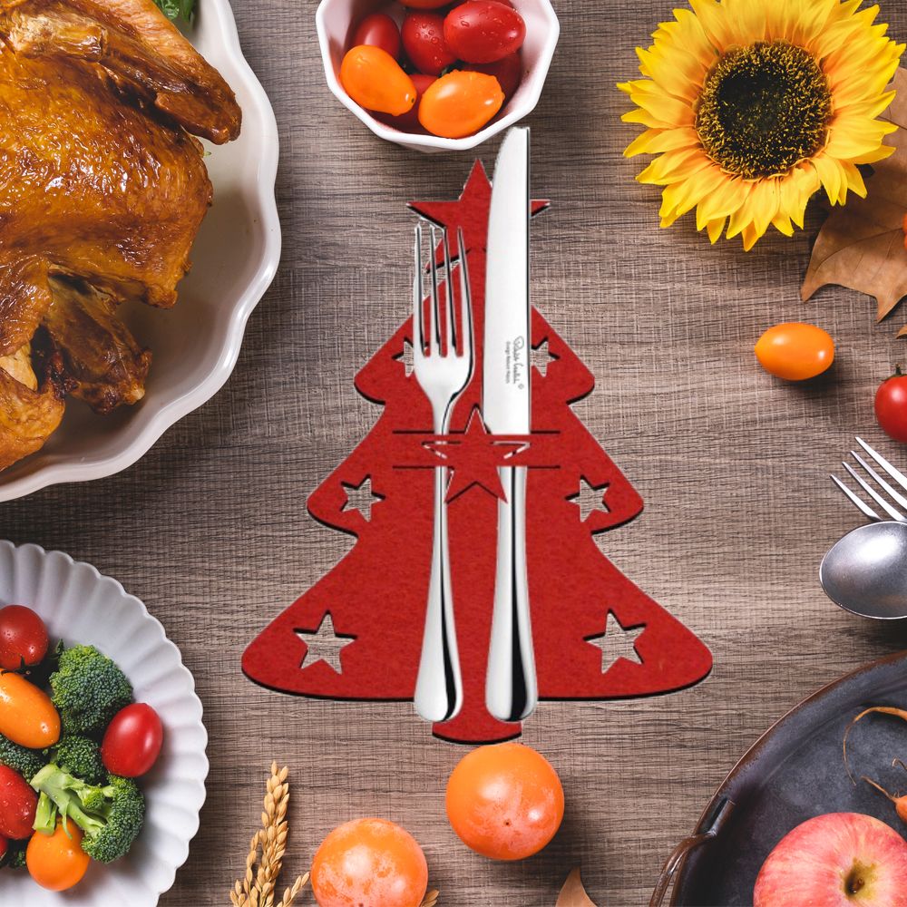 4PCS Christmas Knife and Fork Holder Elk Xmas Tree Pocket Cutlery Bag Non-woven fabric Tableware Organizer Table Decor Tools — image 2