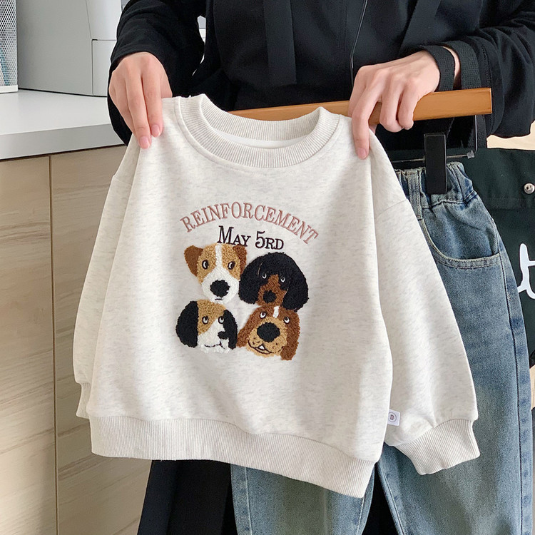 Embroidered dog hoodie and baby round neck pullover — image 5