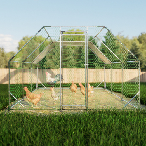 Gallinero Grande de Metal Galvanizado de 10 x 20 Pies, Jaula Transitable, Corral para Aves de Corral, Conejera, Casa para Gallinas — imagen 2
