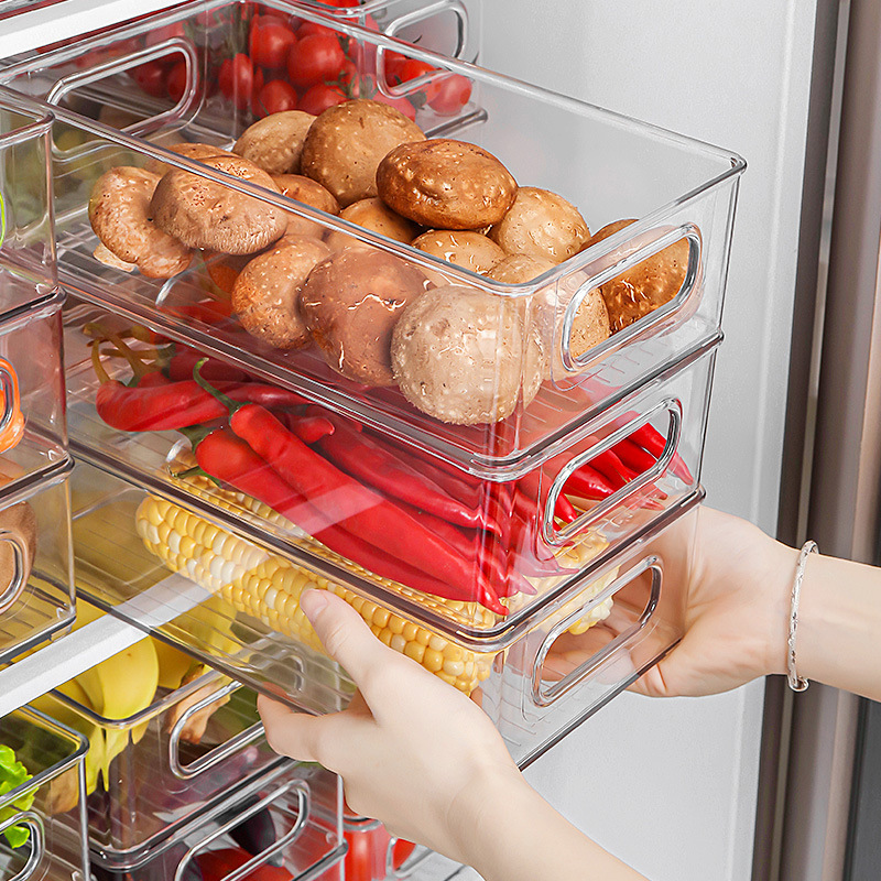 PET Refrigerator Storage Box Portable Fruit And Vegetable Freezer Storage Box Drawer Type Kitchen Beverage Storage Box — image 3