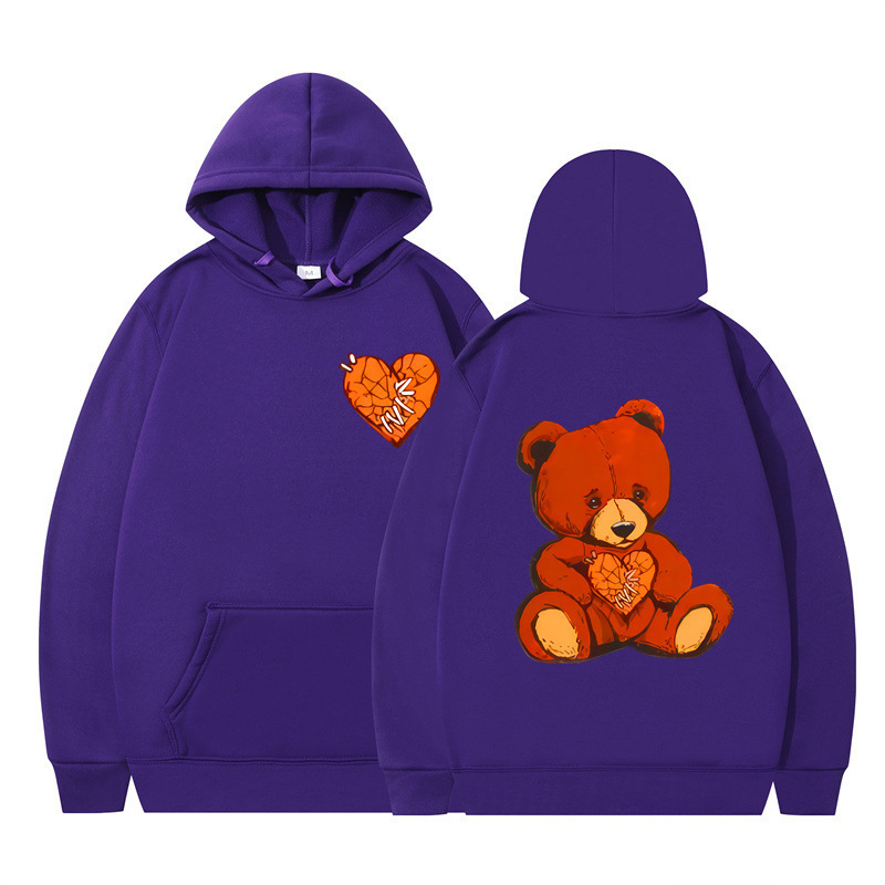 Style Teddy Print Long Sleeve Hooded Sweatshirt — image 11