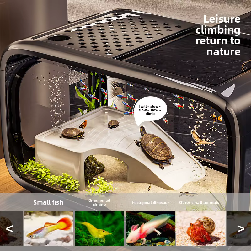 Home Living Room Ornamental Fish Tank Ecological Landscape Filtration Oxygen Generation Aquariums Multi-functional Feeding Tank — image 5