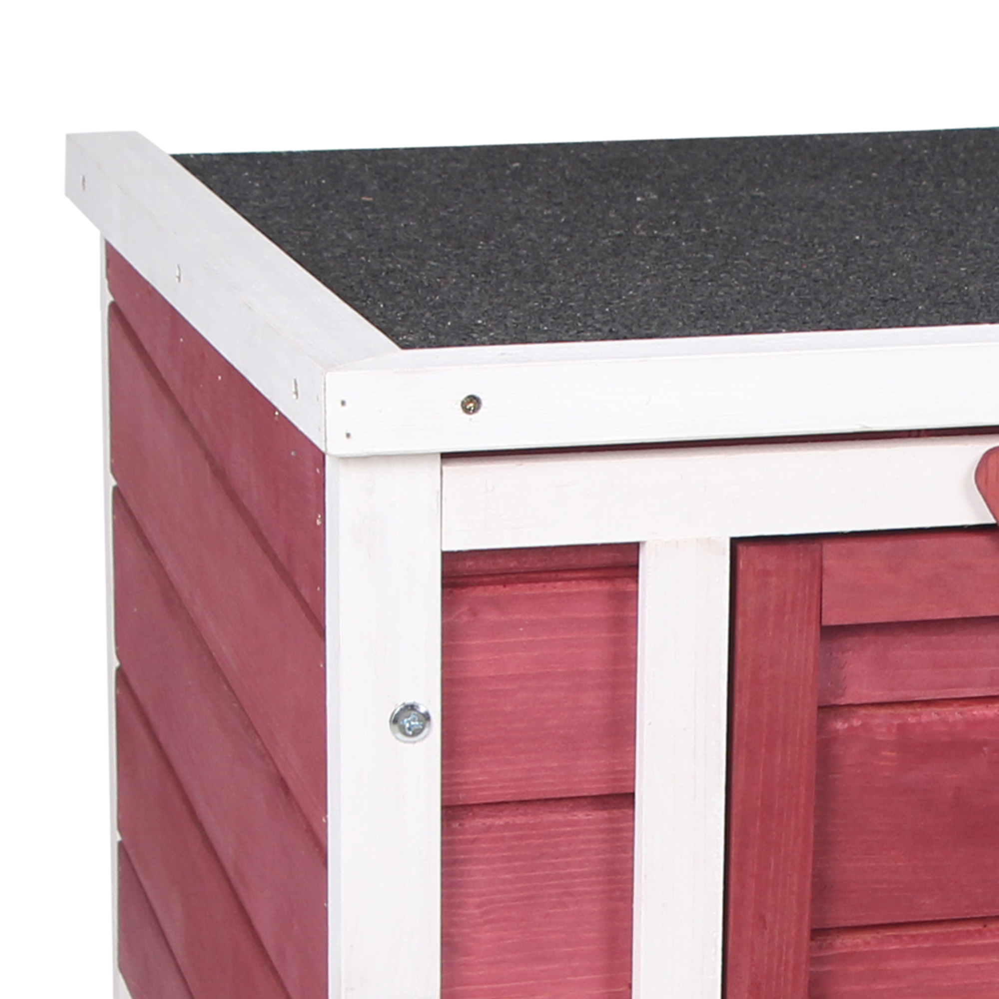 Small Wooden Rabbit Hutch Bunny Cage Guinea Pig Cage Duck House Dog House with Openable & Waterproof Roof, for Rabbits, Chickens, Ducks, Red — imagen 2