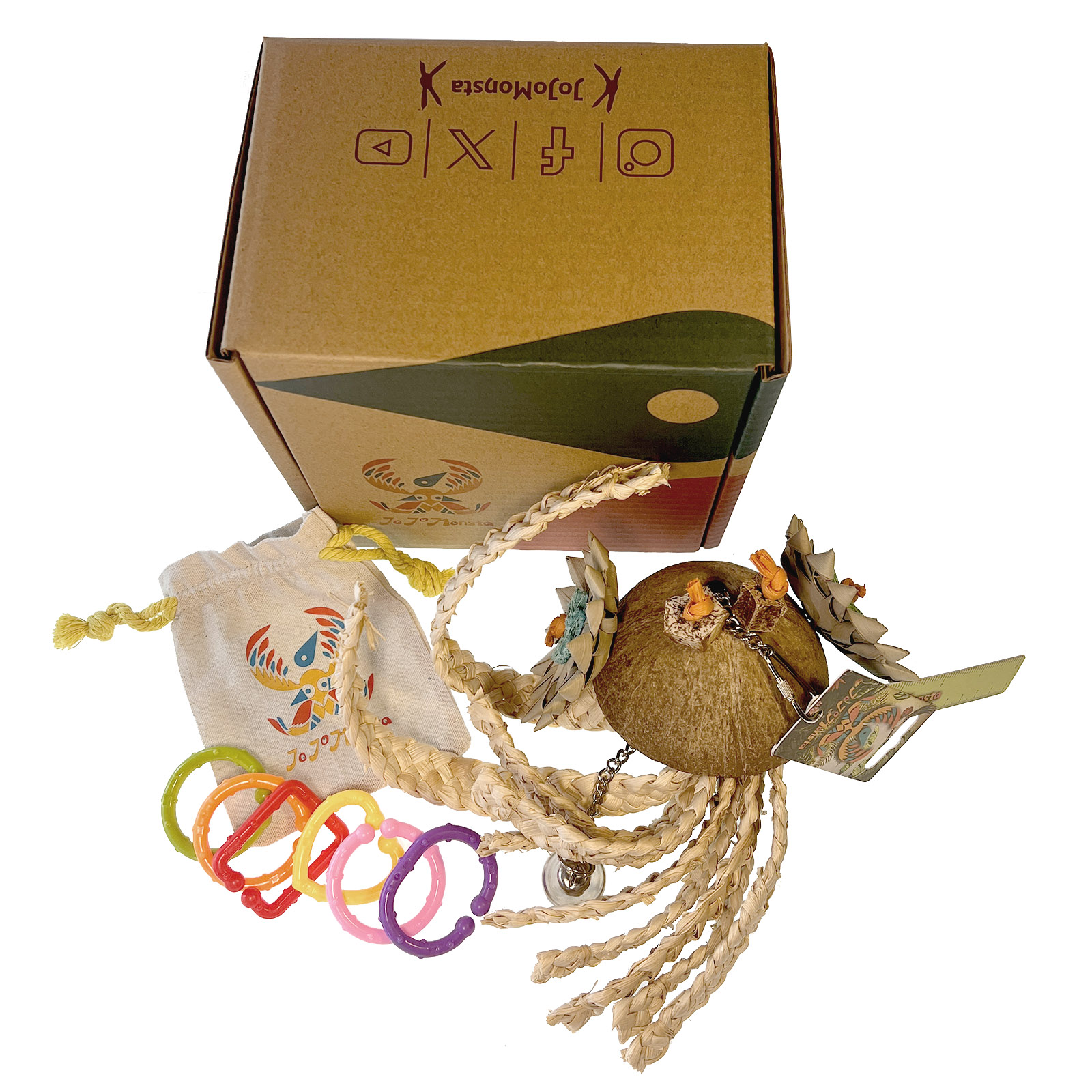 Parakeet Toys, Adventure Series - Jellyfish Sea Monster Shaped Handmade Parrot Bird Toy Set — image 4