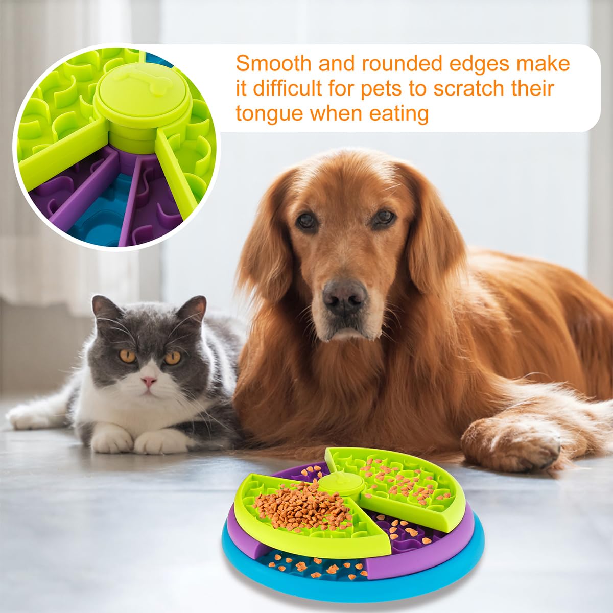 Comida Lenta para Mascotas - Tazón Anti Ahogamiento para Gatos, 3 en 1 Juguete Interactivo para Perros, Maza de Lamer y Tazón Ralentizador - Estímulo Mental para Canes Medianos y Grandes — imagen 8