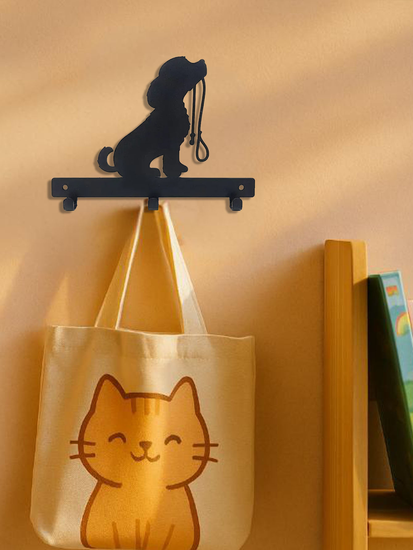 Cadena de Perro con Soportes de Madera para Colgar en Pared con Ganchos — imagen 1