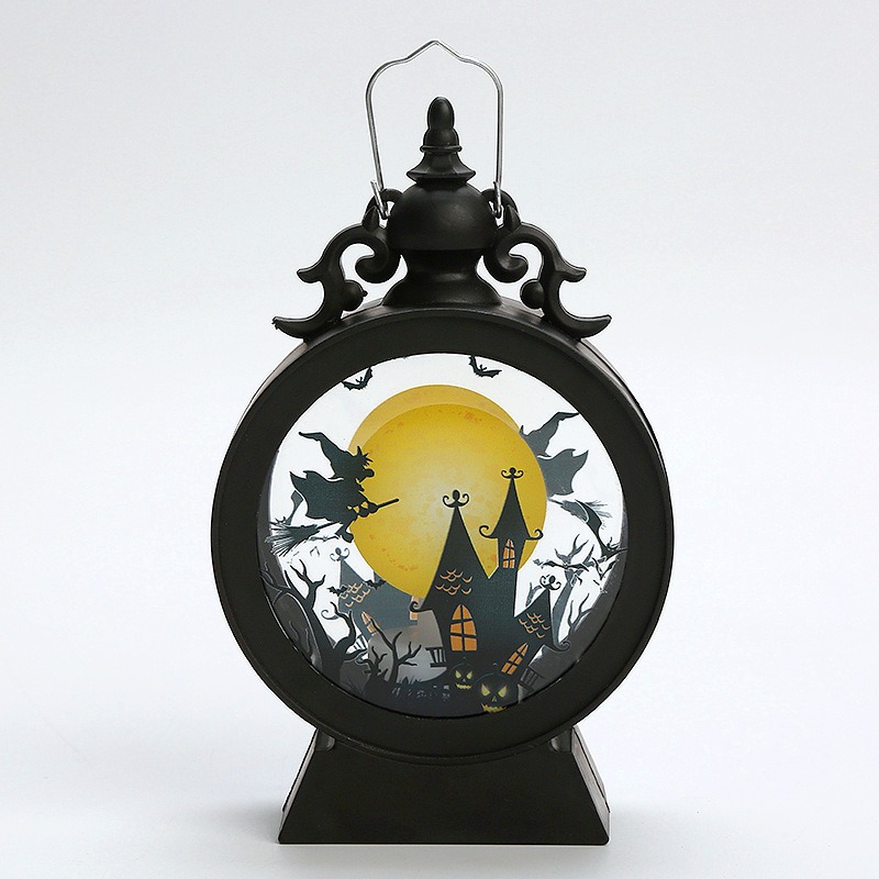 Halloween Decorative Wind Lantern Retro Round Portable Horse Lantern LED Electronic Candle Lamp Atmosphere Decoration — image 5