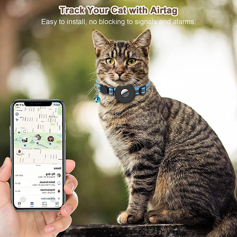Airtag Cat Collar Airtag Pet Collar With Bell Airtag Reflective Collar — image 4