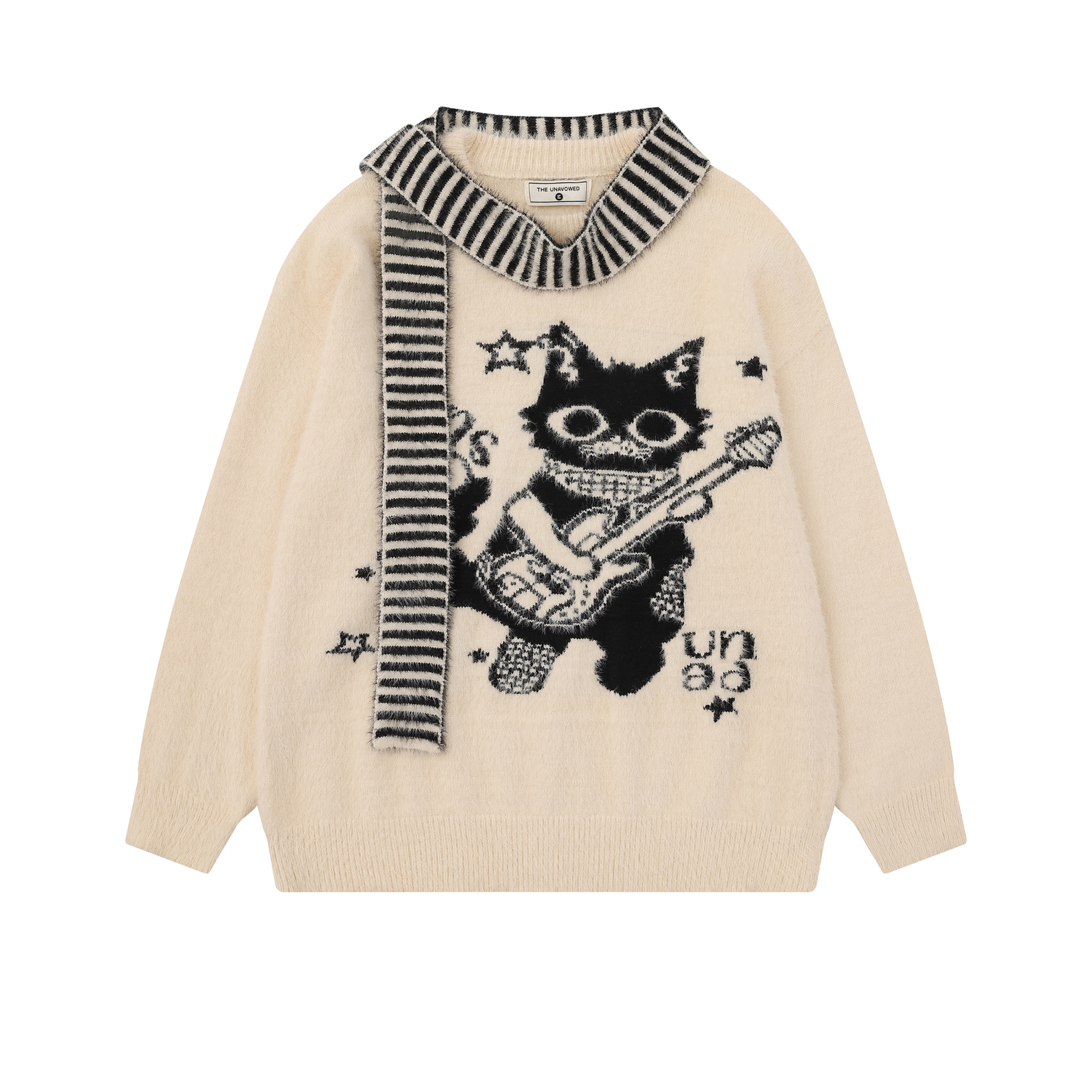 Cat jacquard scarf sweater — image 1