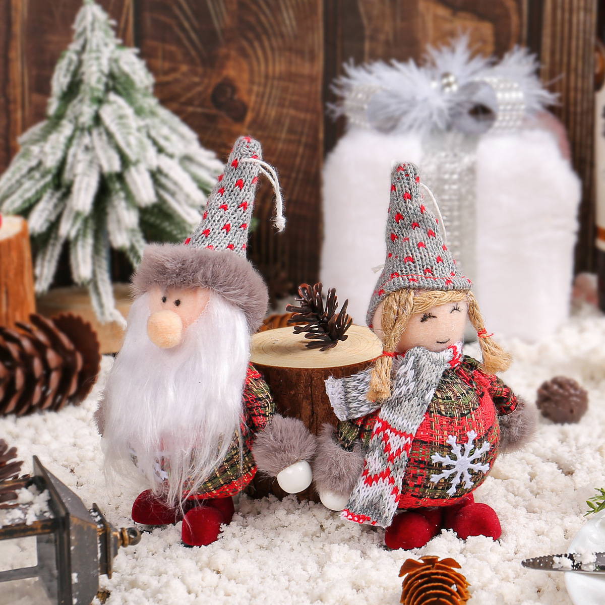 Muñeca de alce de Santa Claus, decoración de pie para festivales, árbol de Navidad, muñeca de niña enano, pequeño colgante — imagen 3