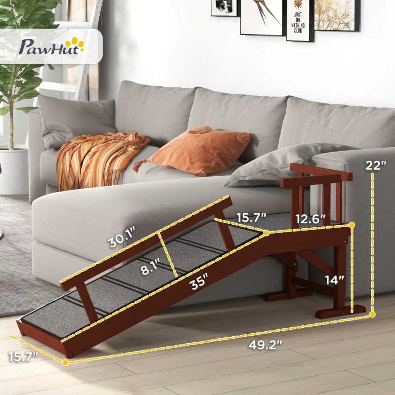 PawHut Wooden Dog Ramp With Removable Guardrails, Non-Slip Surface — imagen 1