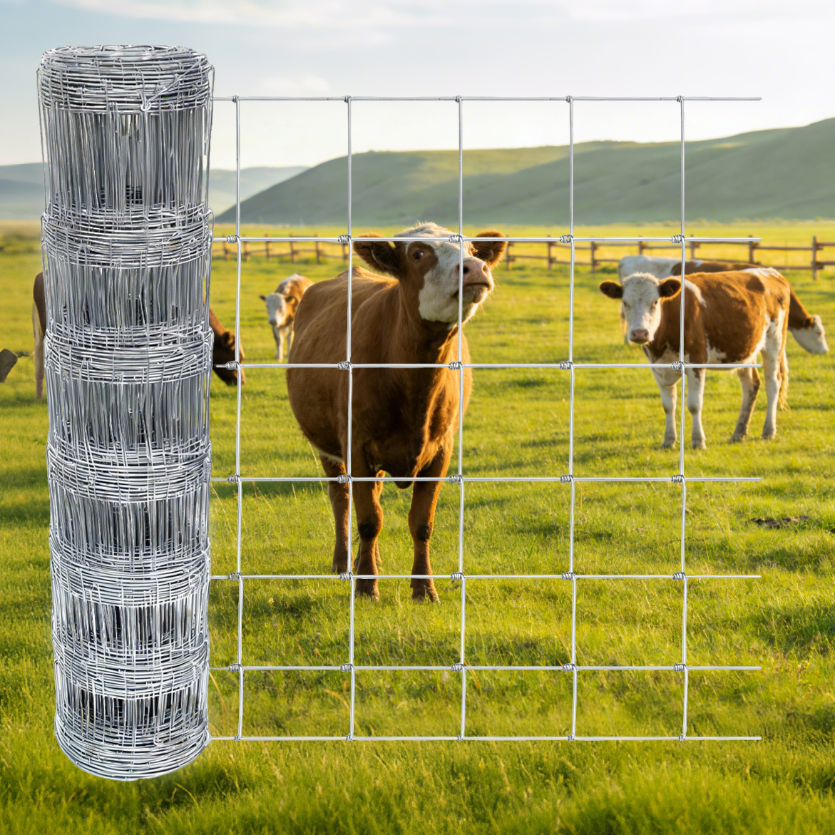 Farm Livestock Fence, 6*328FT Galvanised Iron Wire Farm Fence Cattle Fence Deer Fence Grassland Fence, Please Check Size Chart, Not for Small Animals — imagen 1