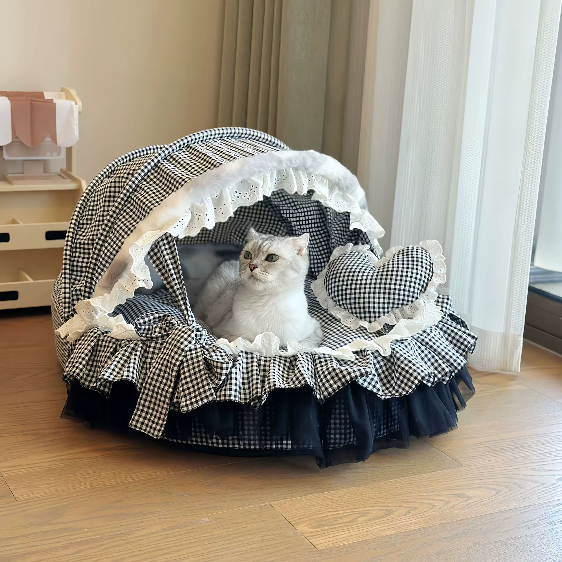 Pet Bed Small Dog Cat Bed 4 Season Puppy Bed Elevated Cradle Washable Cat Bed Princess Pet Sleeping Nest for Small Breeds Animal — image 1