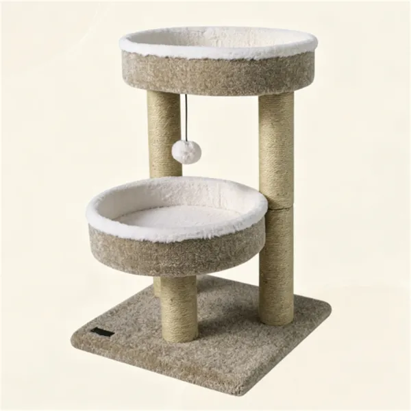 Árbol de Gato Compacto con 2 Perchas Plush, Postes de Rastrillado con Cuerda de Juta &amp; Pelota de Juguetes Suspendida, Torre Estable para Gatos Individuales de Interior para Apartamento y Dormitorio — imagen 5