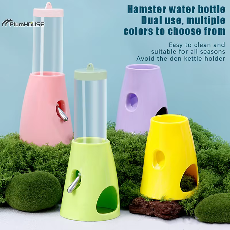 Refugio multifuncional para conejos de hamster con dispensador de agua y soporte para tazón — imagen 3