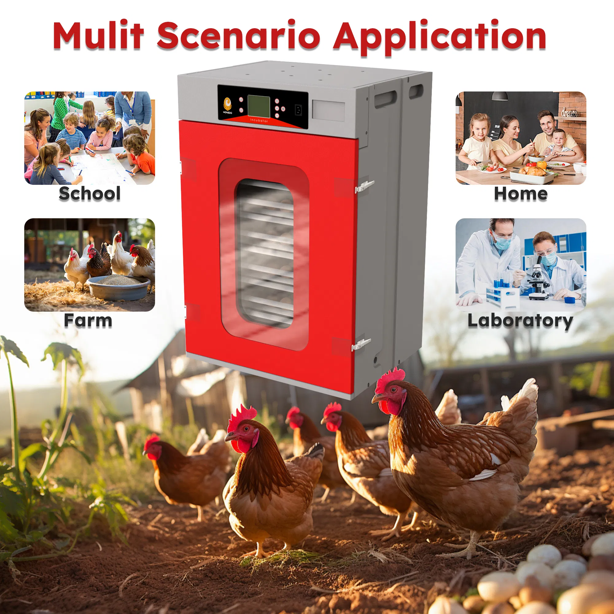 400 Eggs Incubator Cabinet with Automatic Turning & Digital Temperature Control, Large Commercial Poultry Hatcher Cabinet for Chicken, Duck, Goose, Quail Eggs — image 2