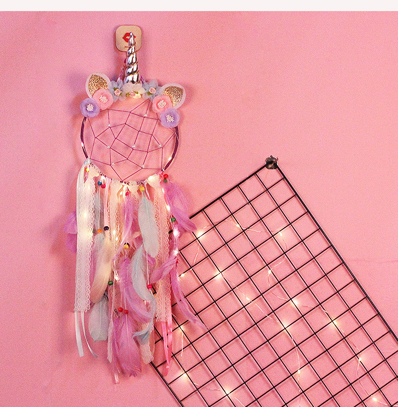New Creative Indian Feather Lace Unicorn Dream Catcher Cute Girly Heart Room Decoration Birthday Gift — image 8