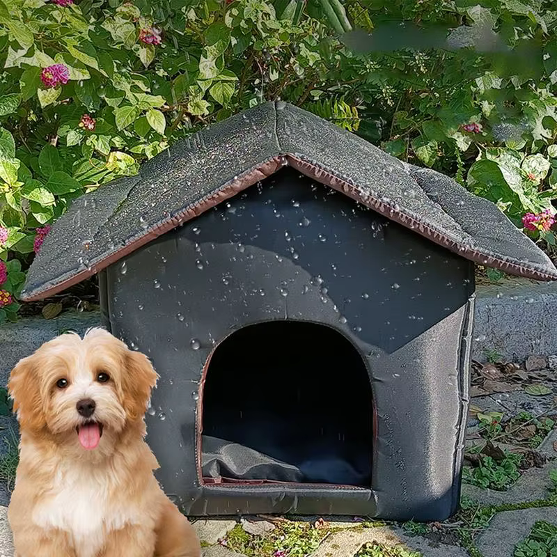 Casa para Perros y Gatos al Aire Libre Impermeable Invierno Cálido Refugio de Gato Acogedor — imagen 3