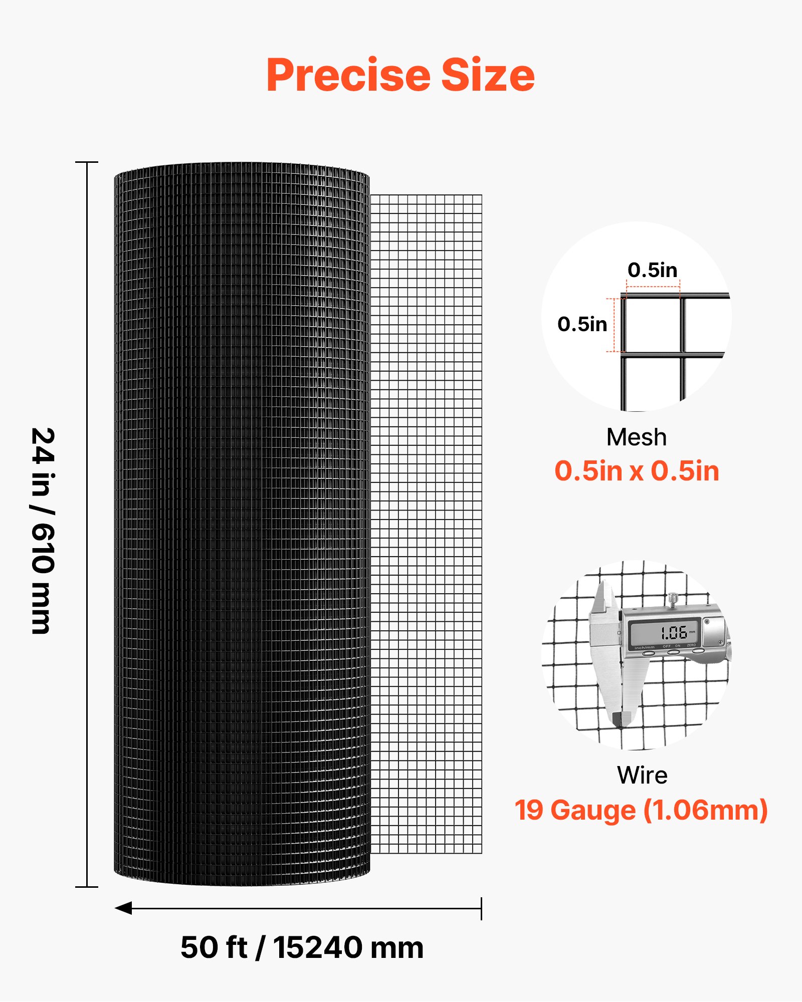 Hardware Cloth 24 In X 50 Ft, 1'2 In 19 Gauge Galvanized Wire Mesh Roll, Weather-Resistant Vinyl Coated Chicken Wire Fencing, Heavy Duty Welded Garden Plant Fencing For Rabbit Cage Snake Fence — imagen 2