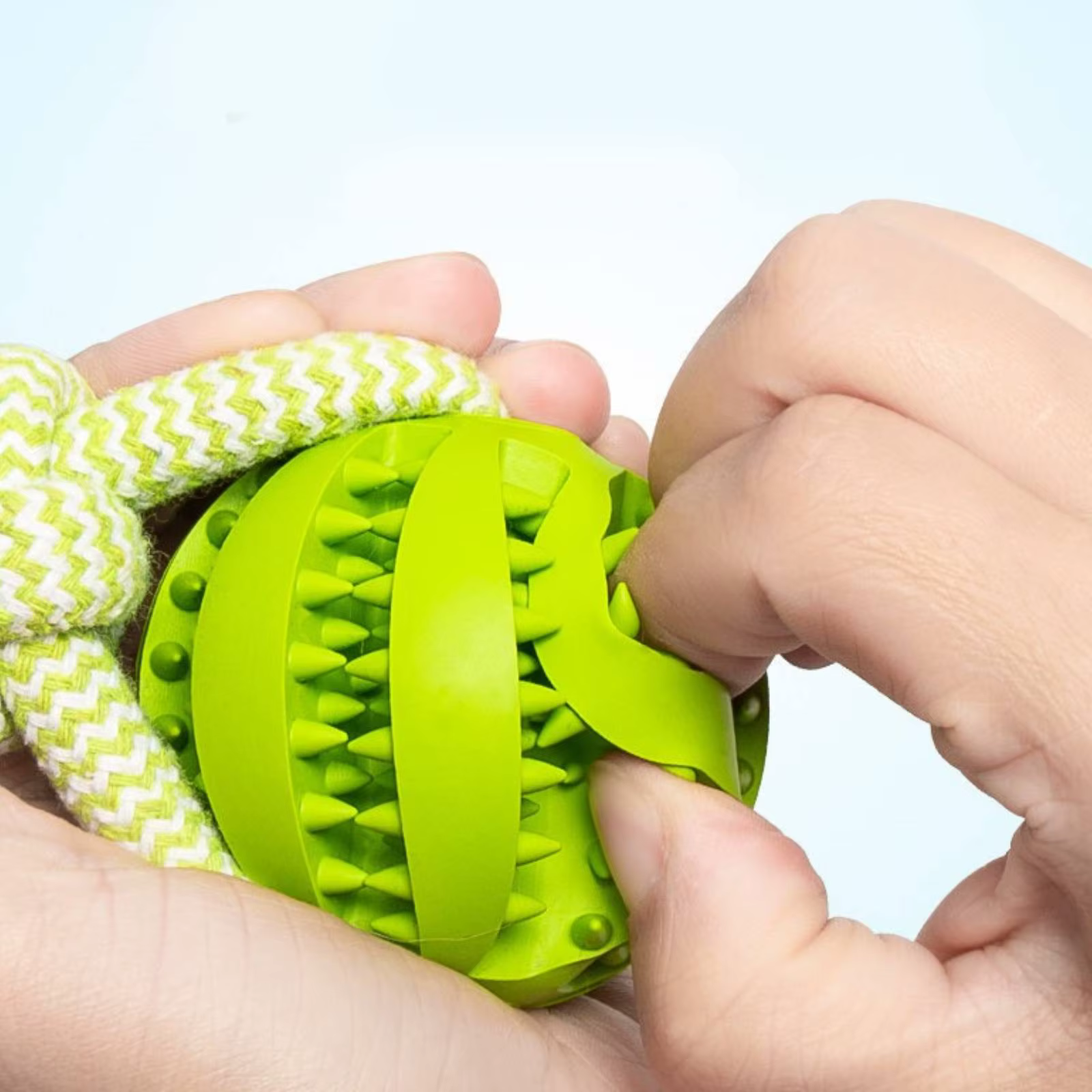 Juguete para perros, pelota dispensadora de golosinas de cuerda de algodón resistente, limpieza de dientes y entrenamiento, rompecabezas interactivo — imagen 2