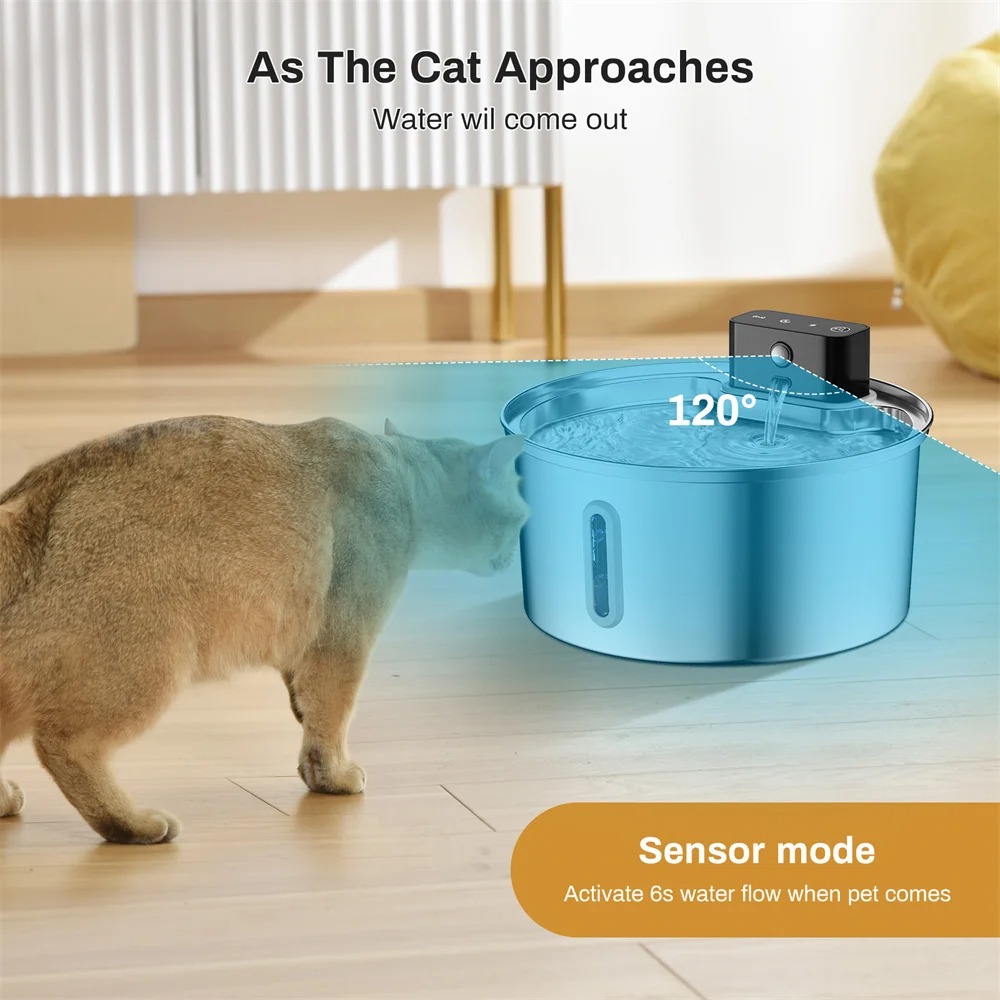 Dispensador de agua inteligente para mascotas, detección automática inalámbrica, dispensador de agua para gatos, alimentador de agua de acero inoxidable 304 — imagen 4