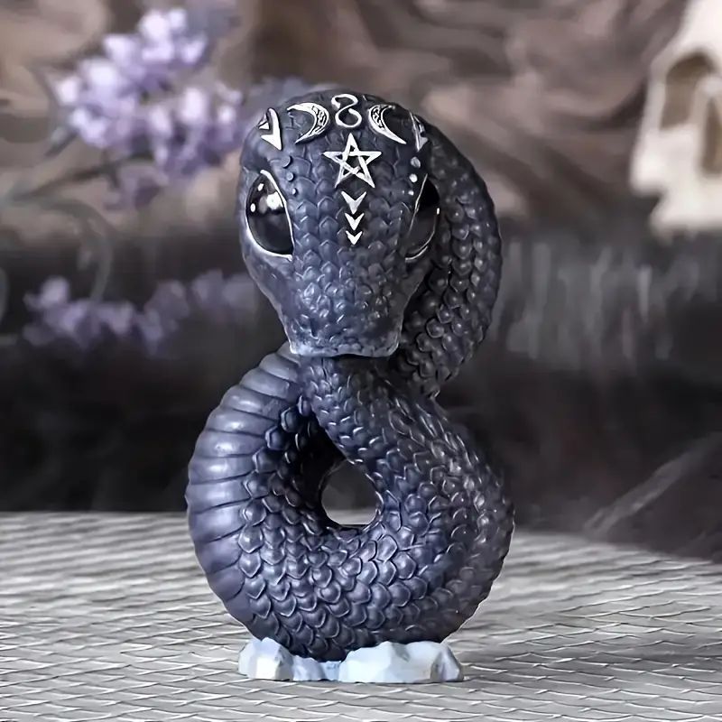 Figura de Decoración de Resina de Gato Negro y Bruja de Halloween - Ambiente Mágico y Misterioso — imagen 3