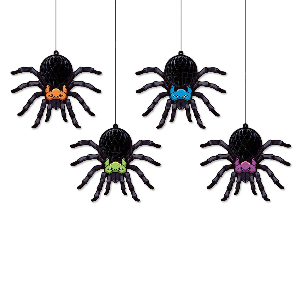 Halloween Decorative Hanging Ornament Spider Bat Honeycomb Ball Pendant 3D Spider Honeycomb Decoration — image 9