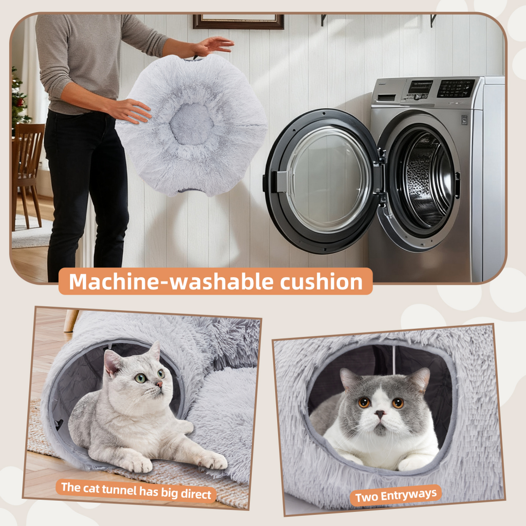 Túnel para Gatos con Caja de Descanso, Túnel en forma de Donut con Escondite Plush para Gatos y Kitten — imagen 7