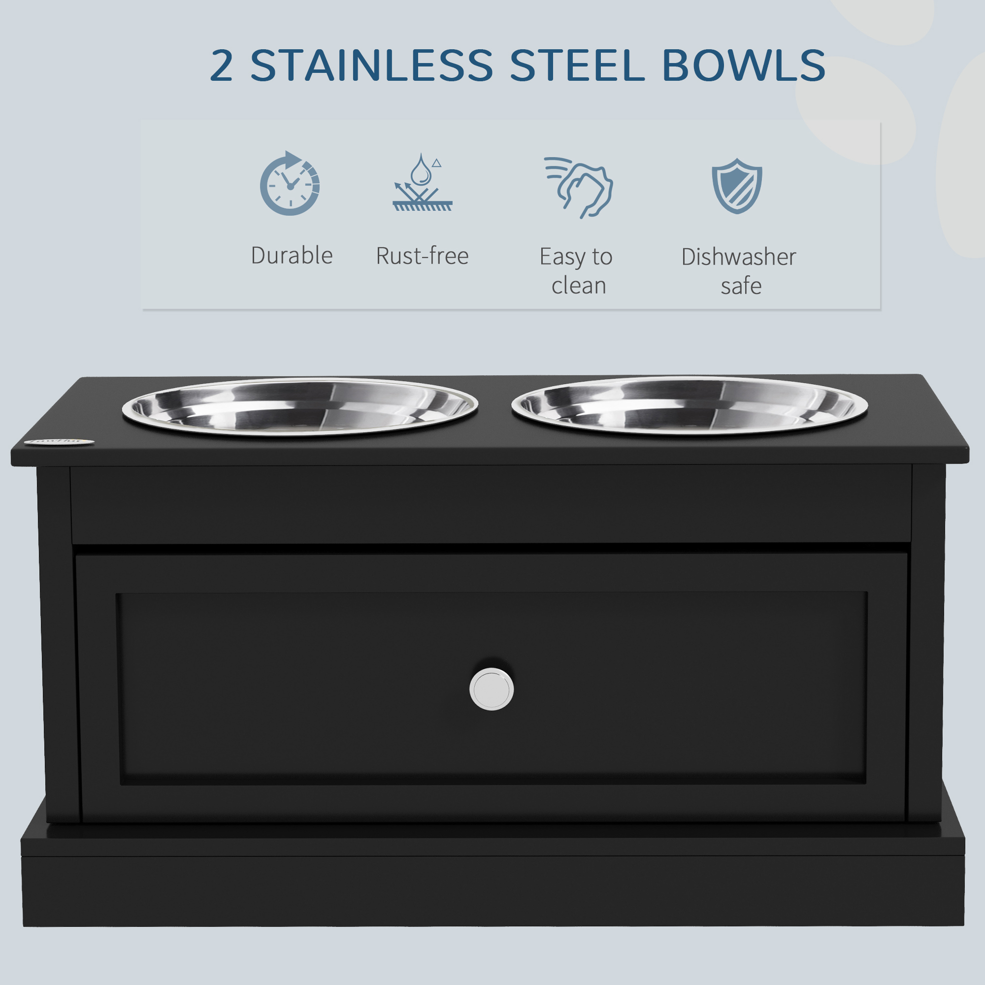 Platos para Perros Elevados con Caja de Almacenamiento, Soporte para Comida y Agua de Perro, Negro — imagen 8
