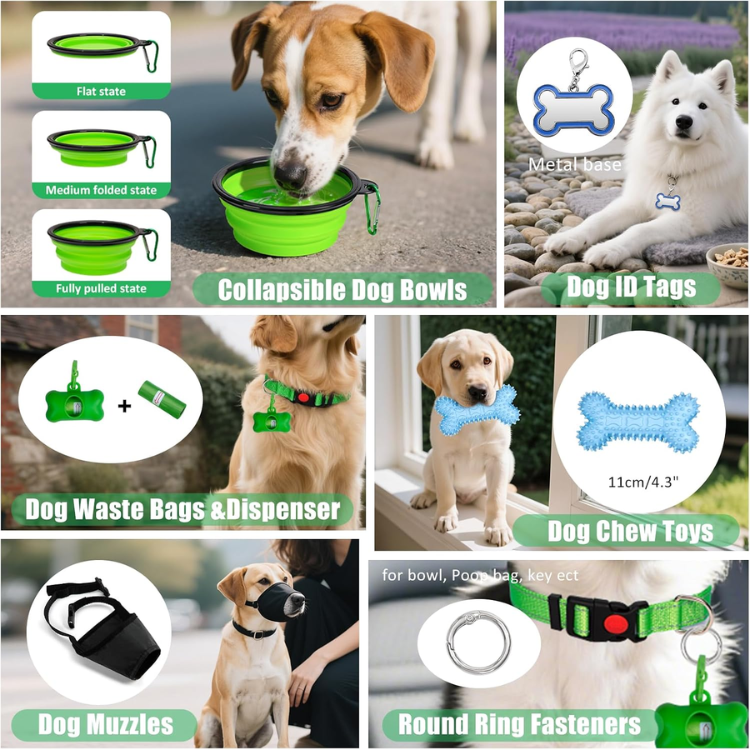 Dog Harness Collar And Leash Set - Dog Halter Harnesses Fits Small Medium Dogs Green-M — image 4