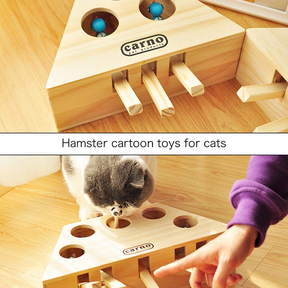 Juguete Interactivo de Madera Sólida para Gatos con Cinco Agujeros y Hoyo de Ratón — imagen 5