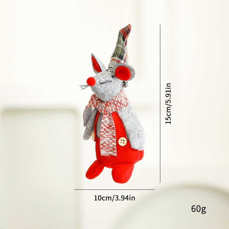 Christmas Mouse Plush Toy, Small Mouse Christmas Decoration Ornament Holiday Figurine for Display — image 6
