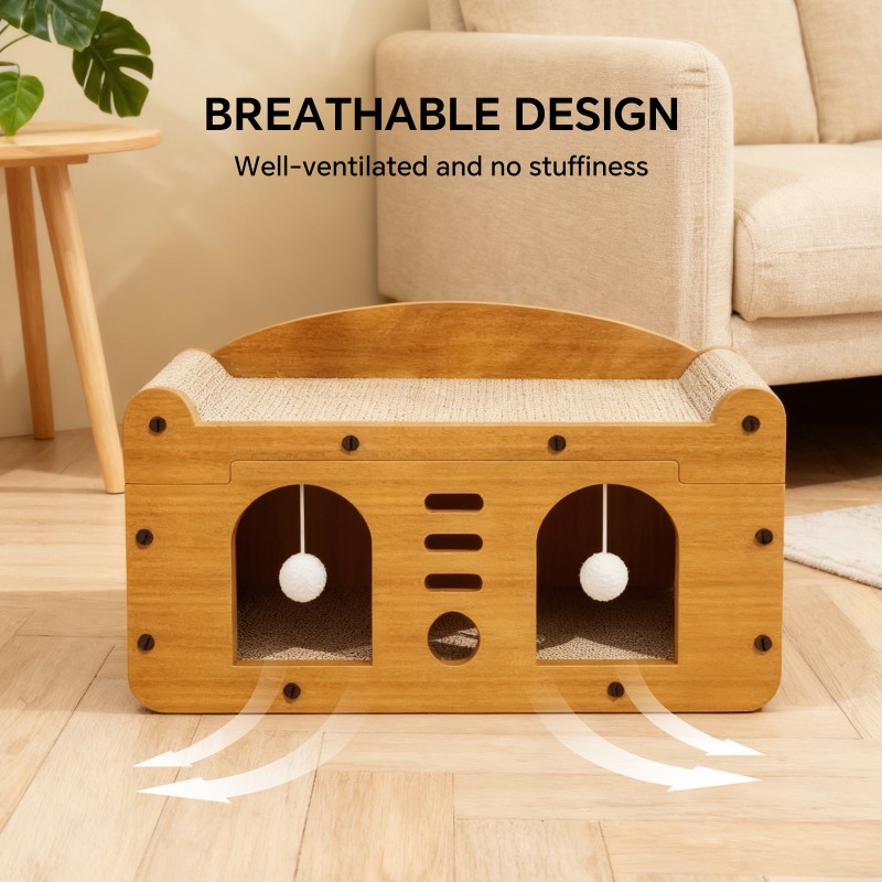 Silla de Rasguñar para Gatos con Puertas Dobles, 56 cm Grande, Con 2 Pelotas de Atraque, Para Hogares con Múltiples Gatos o Grandes Espacios — imagen 6