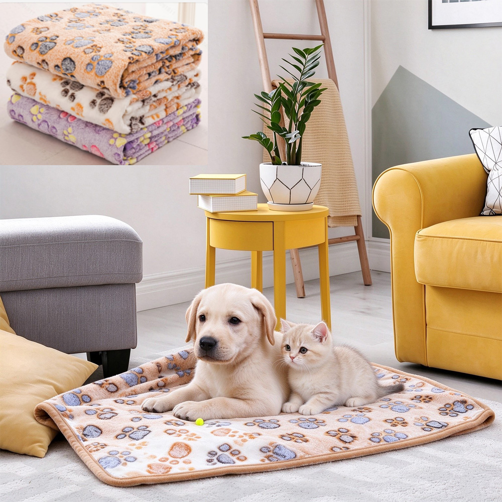 3 Pack Pet Blanket, Soft Plush Paw Print Dog Blanket Washable, Warm Fleece Cat Blanket For Large Medium Dogs, Sofa Couch Bed Cage Protector, 23 X 16 In, 30 X 20 In, 41 X 31 In, 47.2 X 39.3 In — image 1