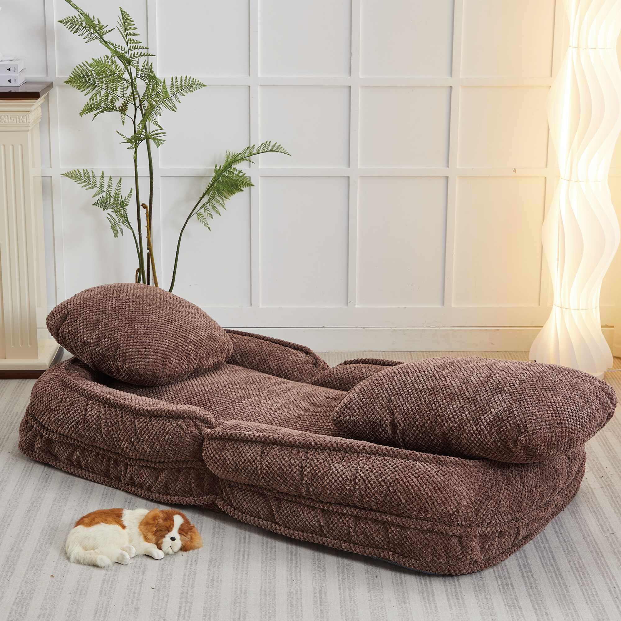 Silla de Pelo para Perros, Sofá Relajante con 5 Posiciones Ajustables, sentarse, dormir, plegable, ideal para sala de estar, dormitorio, diseño ahorrador de espacio, marrón — imagen 3