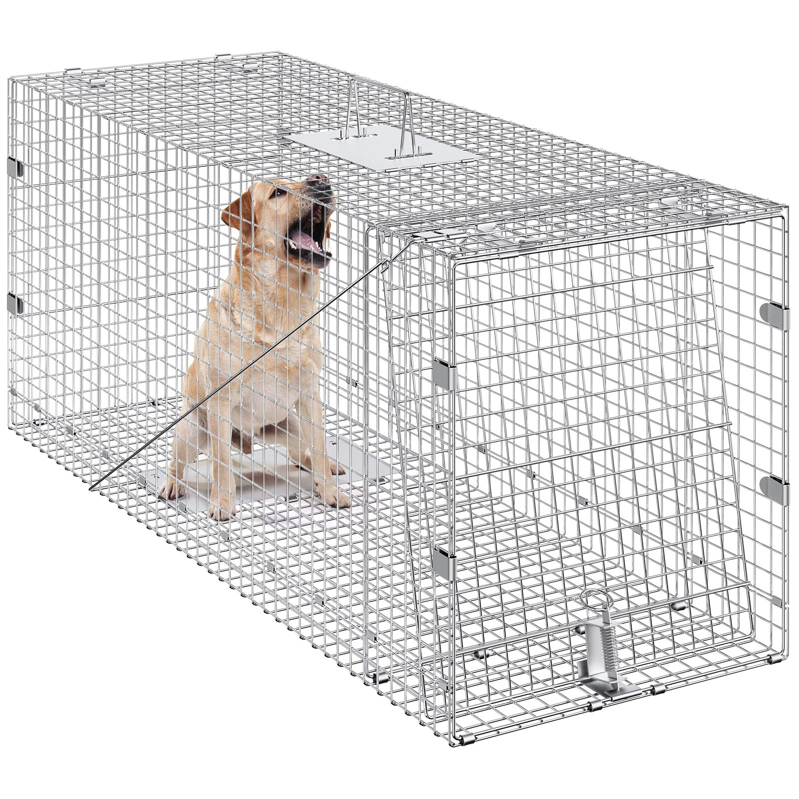 Cazuela para Animales Vivos, 42" × 16" × 18", Cazador de Gatos Humano con Hierro Galvanizado, Plegable con Manija para Perros Sueltos, Armadillos, Mapaches, Marmotas, Zorros — imagen 1